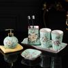 Ice cracked ceramic bathroom wash set bathroom mouthwash cup hand soap bottle soap dish toothbrush holder bathroom accessories