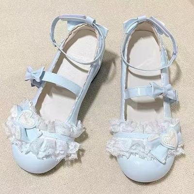 Fashion Chunky Mary Jane Single Shoes Women Fashion Round Head Shallow Bow One Line Buckle Non-slip and Wear Heel Shoes