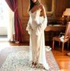 Women's New Fashion Lace Splicing Suspender Dress Slim Fit Sexy European and American Satin Dress Evening Dress
