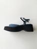 Circle Essential Platform Sandals (Steel Blue)