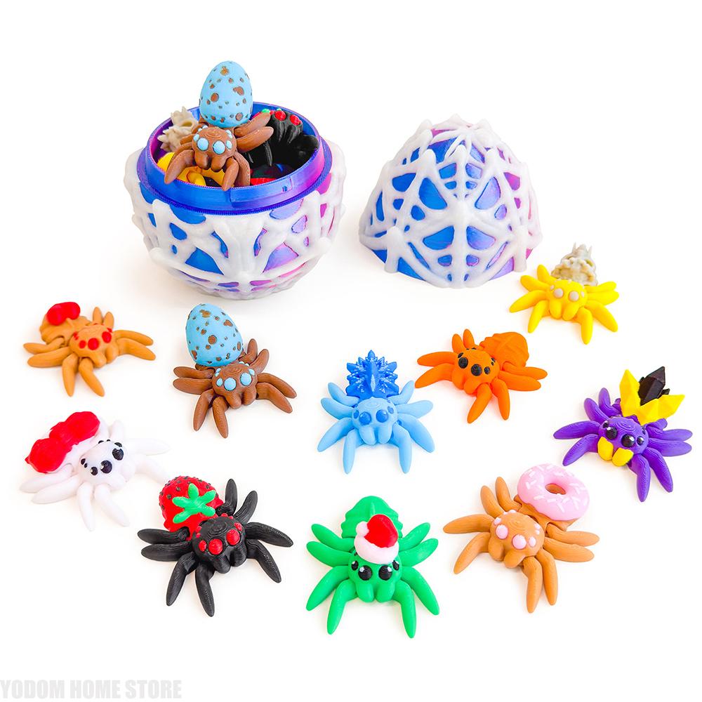 3D Printed Flexible Spider Sculpture Kids Simulation Animal Toy Creative Home Halloween Ornament Desk Cartoon Christmas Gift