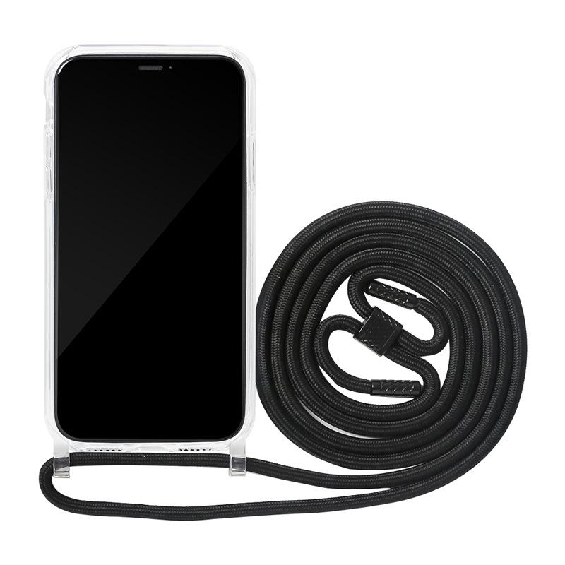 Gjennomsiktig iPhone 12 Pro Max-deksel med integrert snor for crossbody for iPhone 11, 13 Mini. Kompatibel med Apple 14.