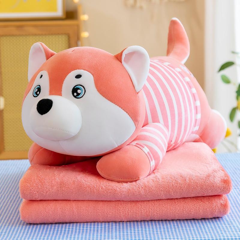 Strawberry Hugging Pig & Little Bear Plush Toy Blanket – Dual-use Nap & Travel Comfort for Kids