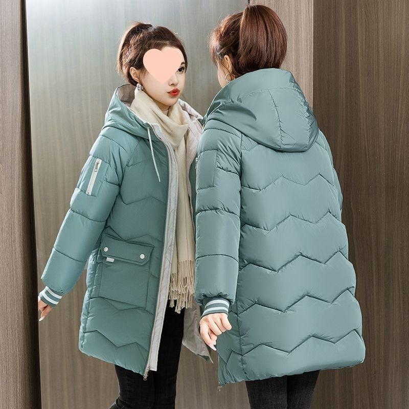 New Cotton Jacket Women's Mid-length Plus-size Cotton Jacket Winter Loose Thickened Hooded Cotton Jacket