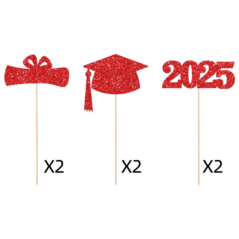 6pcs Doctoral Cap Graduation Centerpiece Sticks Bling Paper Flower Vase Ornament  Gift