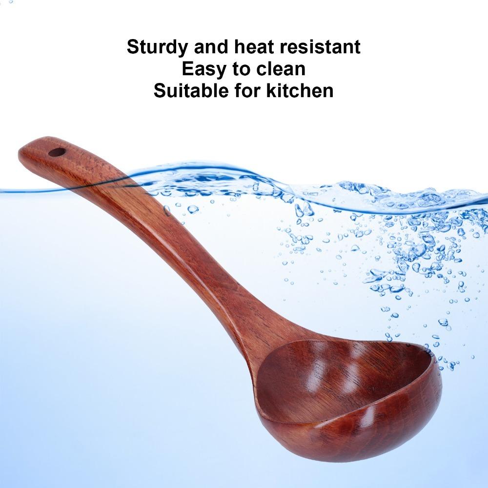 Smooth Burr-free Serving Ladle Solid Wood Cooking Spoon Not Scratch Cookware Soup Spoon  Home