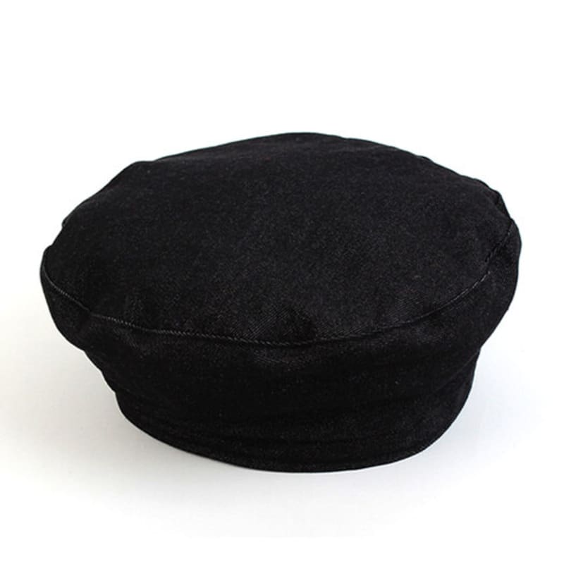 Universal chemistry Belted Washing Black Denim Beret Beret