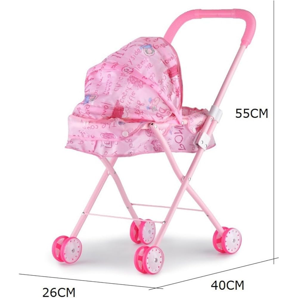 Meruchan Doll Stroller Toy Lightweight Compact Storage for Kids Doll Playtime (Painted Pattern)