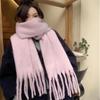 Korean Style Cashmere Solid Colors Women Scarf Winter Shawl and Wrap Bandana Pashmina Tassel Female Foulard Thick Blanket