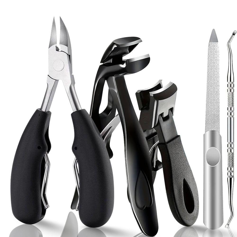 Stainless steel elbow rubber and plastic nail clippers large opening secondary cutting anti-splash nail clipper set