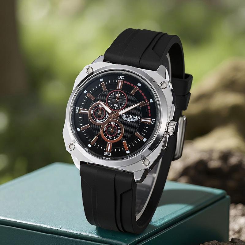Herren-Sportuhr Lederarmband Uhr Quarz-Armbanduhr