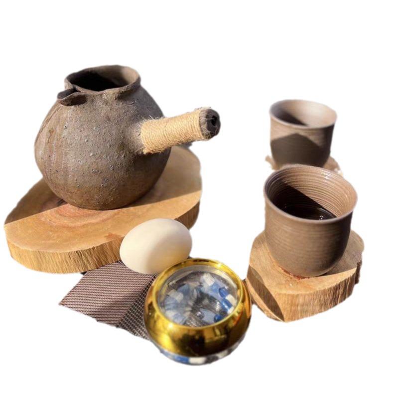 Solid Wood Tea Tray and Coaster - Heat-Insulating Natural Wood Teapot Holder and Stove Pad
