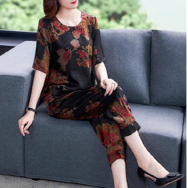 Fat Women's Huge Slimming Suit Women's Summer Loose-fitting Belly-covering Short-sleeved Two-piece Suit for Women