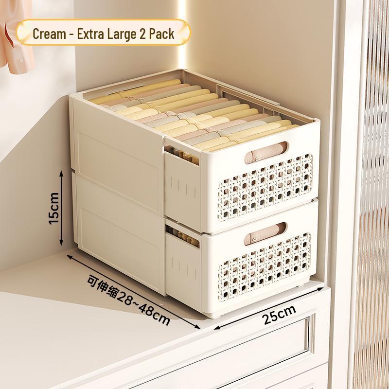 Retractable Wardrobe Drawer: Layered Organizer for Pants and Clothing Storage