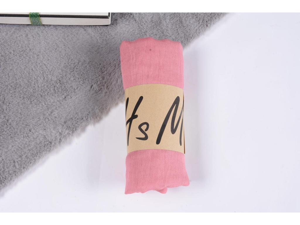 Eșarfă de bumbac și in de primăvară și vară pentru femei - Șal etnic plisat din tifon de culoare uni și batic de mătase.