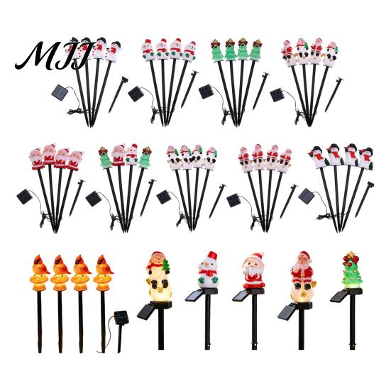 Outdoor Seasonal Atmosphere Lights Christmas Solar Stake Lights, Santa Snowman Tree Figurine Lawn Warm White LED Garden Ornaments Waterproof for