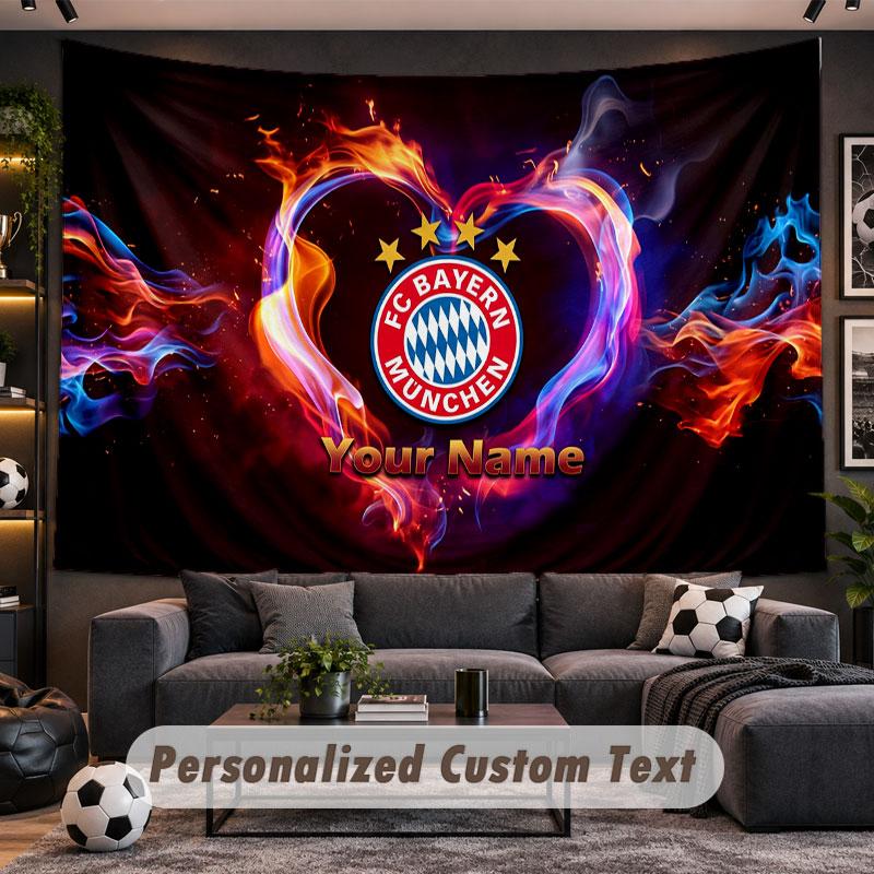 Wall Hanging Tapestry Custom NameBayern Munich Pattern Personalized Printed Fabric Wall Decor