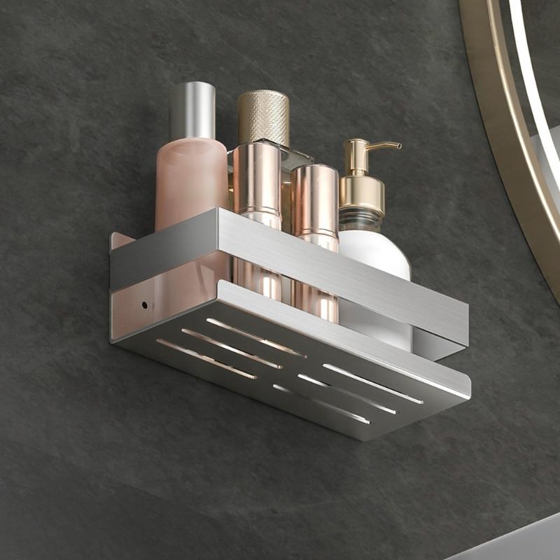 Adhesive Shower Storage Rack Rustproof Shower Storage Unit Adhesive Mount Stand for Bottles and Accessories