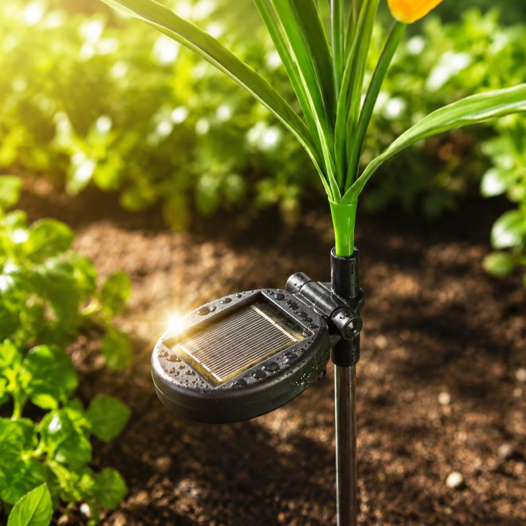 Solar Powered Artificial Flower Garden Light Outdoor Decorative Lawn Lamp with Stake for Patio Yard Pathway Landscape Lighting