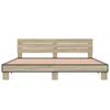 Bed Frame In Sonoma Oak 200x200 Cm Wood Based Material and Metal