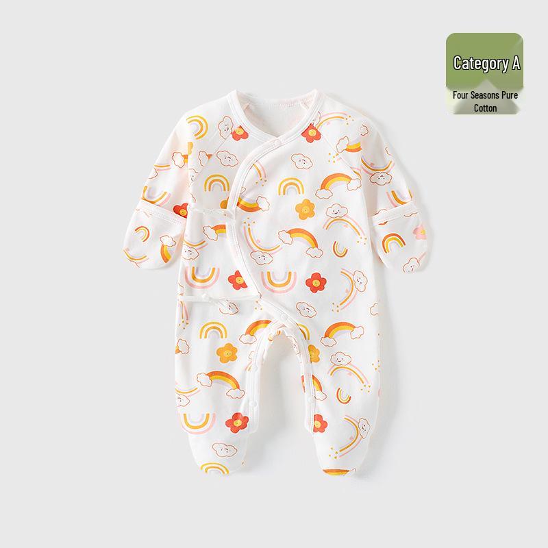 Baby Romper Pure Cotton A-Grade Crawling Suit with Hand & Foot Covers - Anti-Scratch Pajamas for Boys & Girls