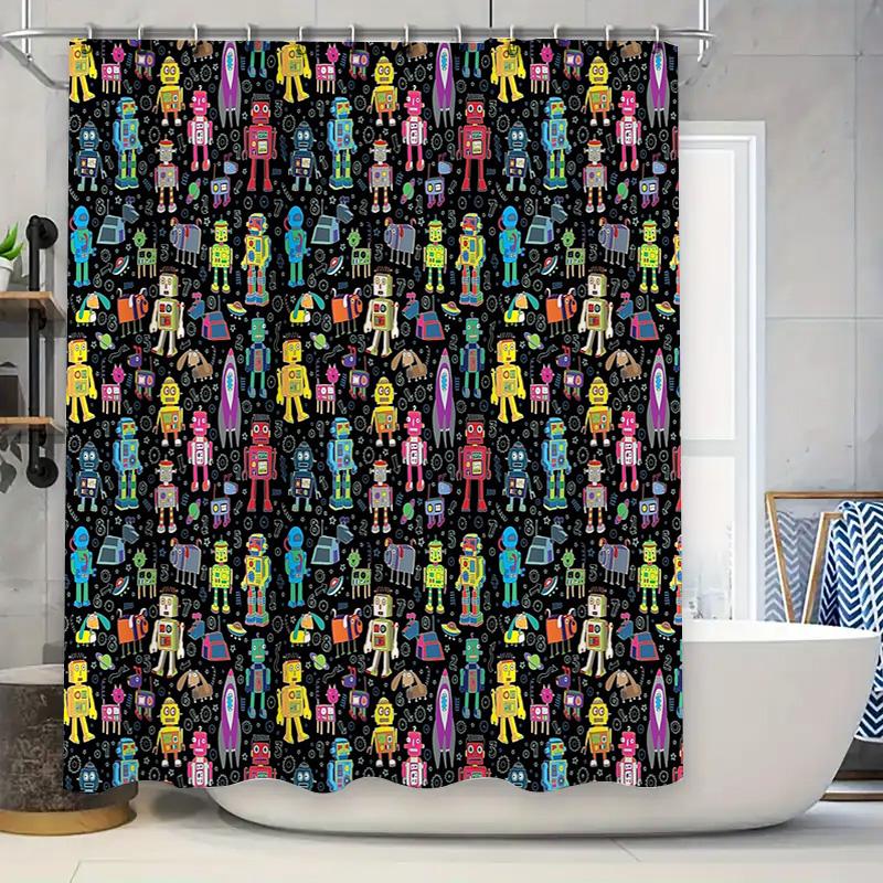 

Cute Cartoon Character Bathroom Shower Curtain Waterproof Fabric Decor Home Set 90x180cm