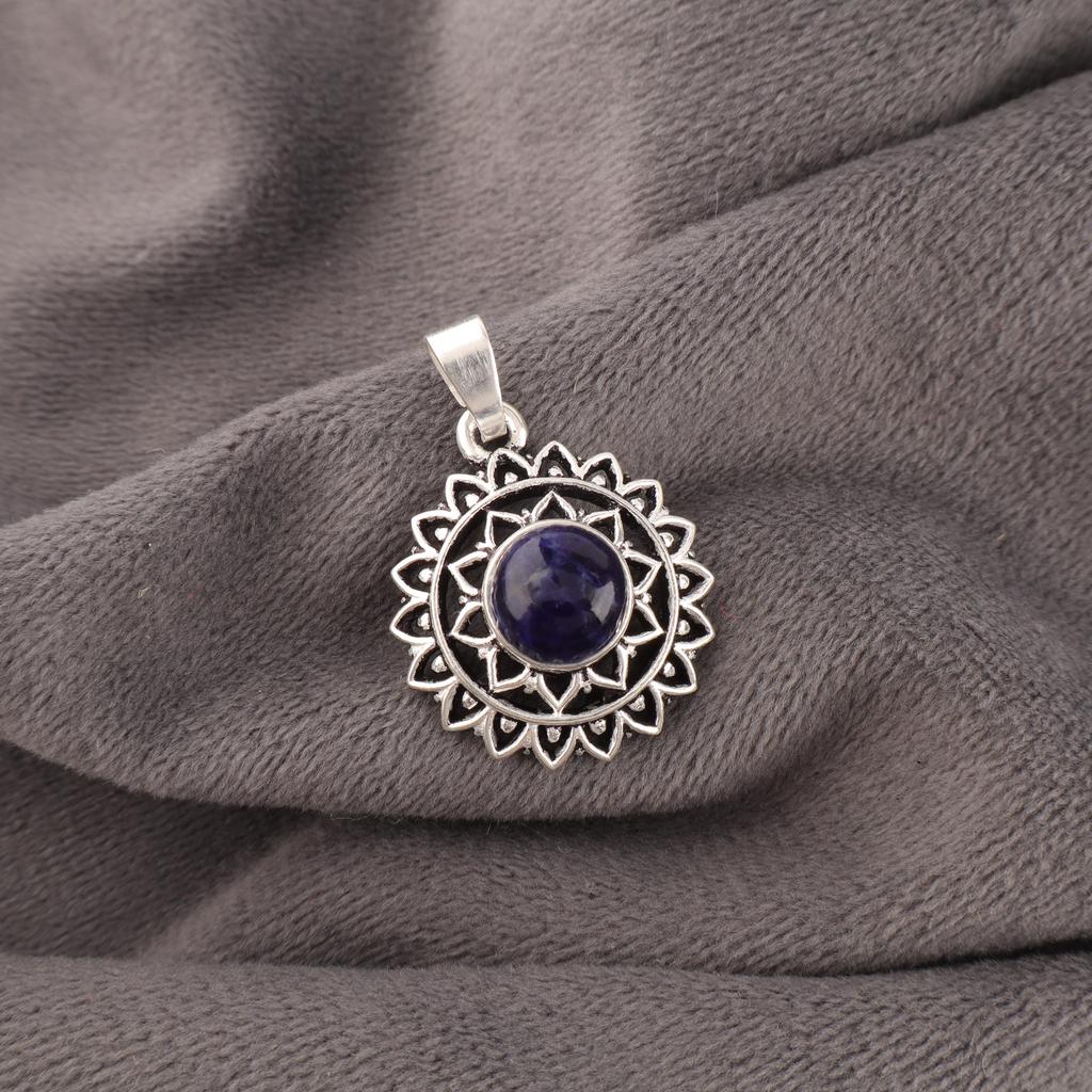 Sodalite Handmade Gemstone Pendant, 925 Solid Sterling Silver Pendant Antique Jewelry, Pendant For Engagement Gift