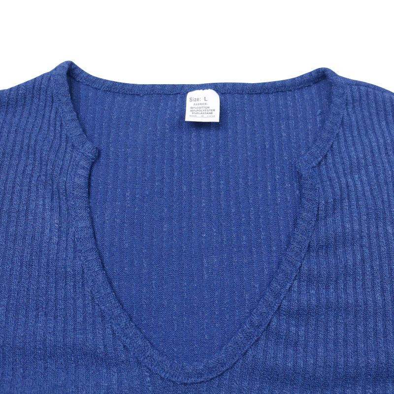 Herren Strickwaren Dünnes V-Ausschnitt Herren Langarm T-Shirt