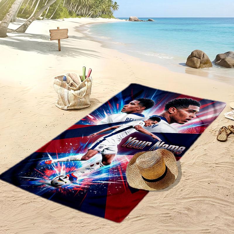 Jude Bellingham Personalisiertes Bedrucktes Strandtuch Fußball Logo Unterstützung Benutzerdefinierter Name Text Saugfähiges Handtuch Für Sport Reisen Besonderes Geschenk