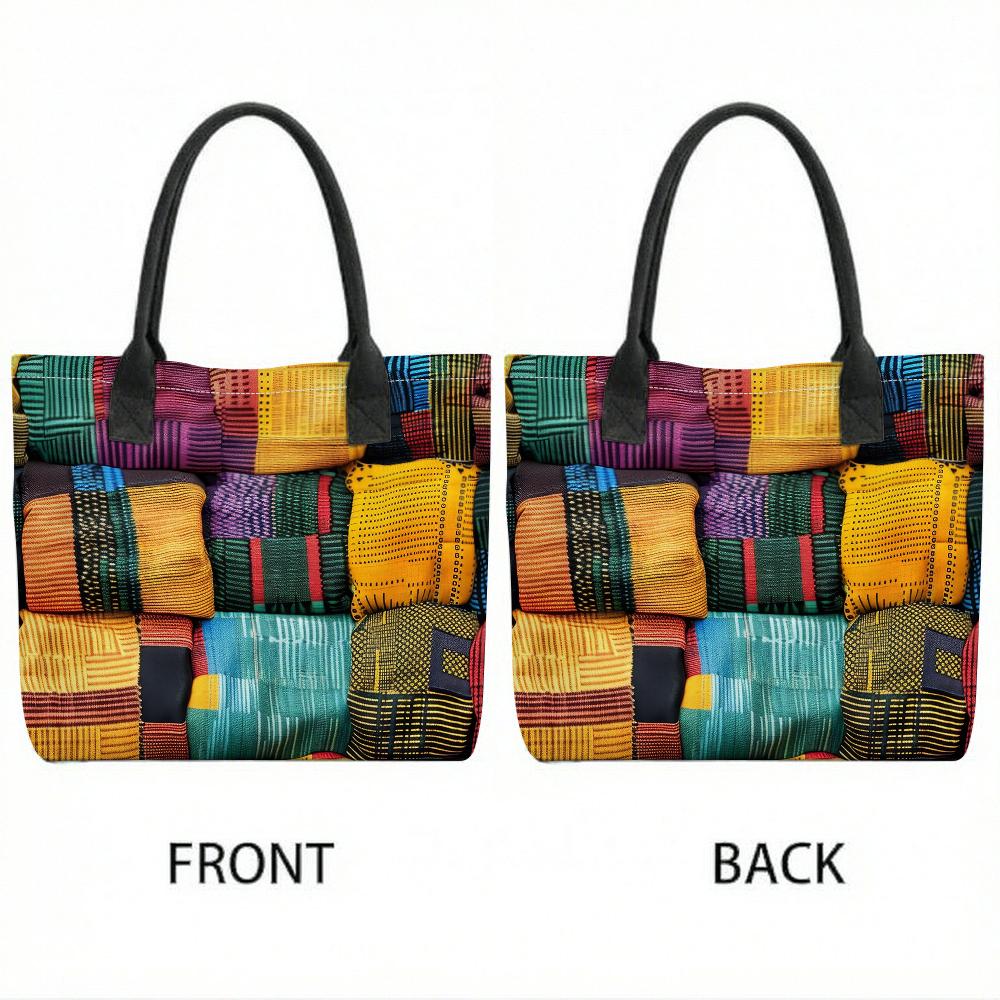 Colorful Patchwork Tote Bag for Daily Use