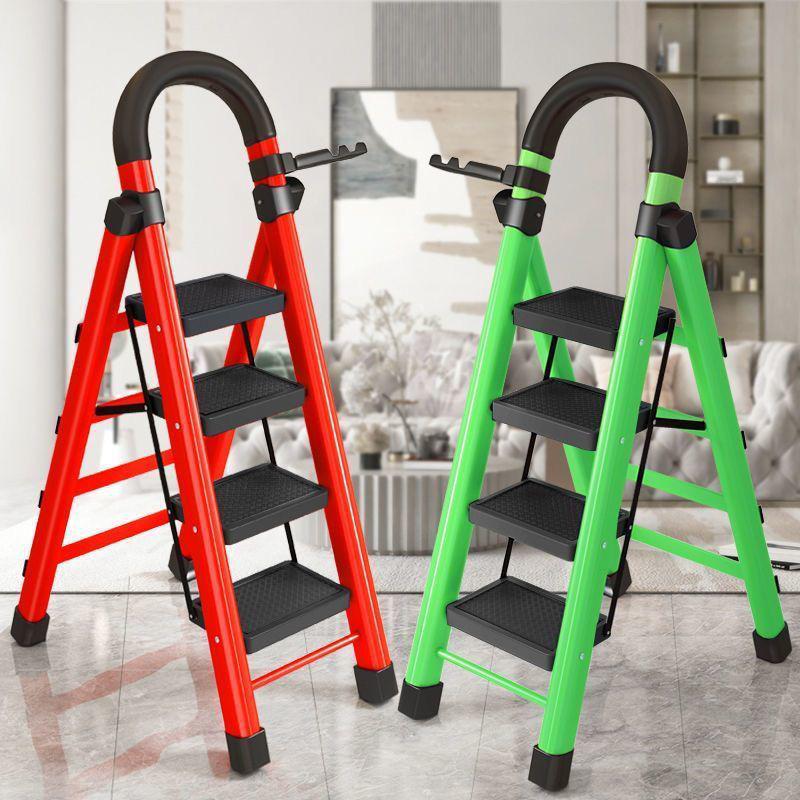 Multi-Functional Telescopic A-Frame Folding Ladder - Thick Carbon Steel Step Ladder for Indoor Use