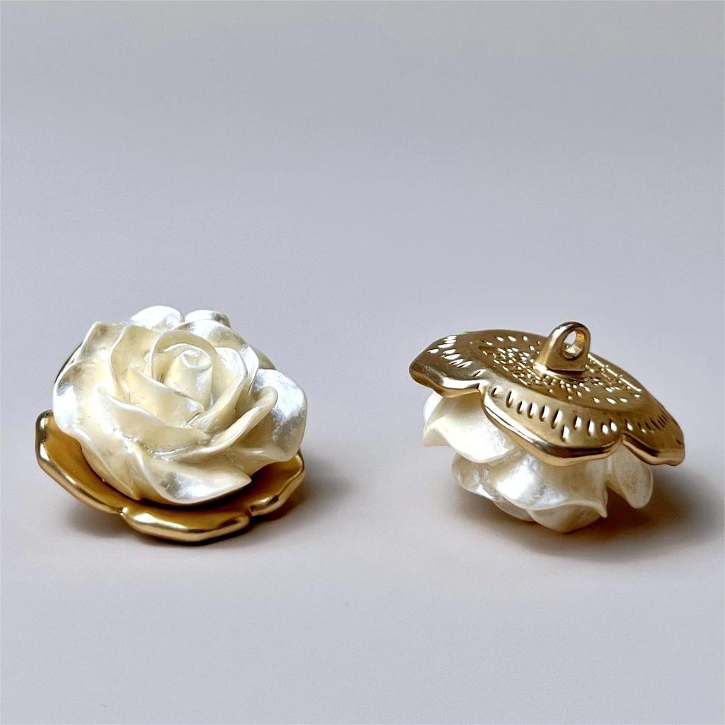 6Pcs High-End Design Round Metal Luxury Brand Sewing Button For Clothing Accessory Handmade Diy Material Decoration Gold Black