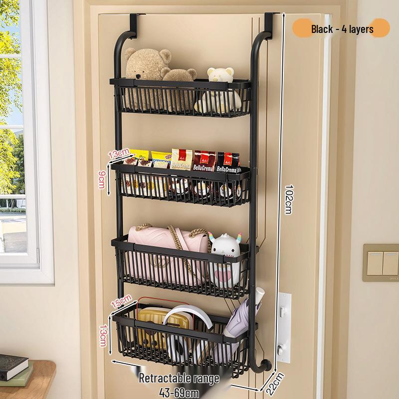 No-Drill Door Hanging Basket Organizer - Multi-Layer Storage Rack for Bathroom