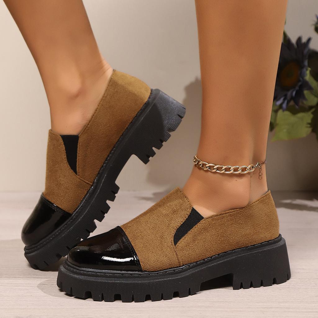 2025 new large size single shoes women's new autumn leopard print European and American round head thick heel one pedal loafers casual shoes