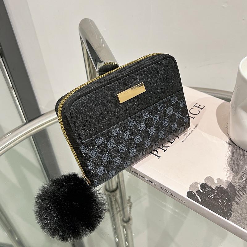 Women's change bag, new circle flower material, contrasting color iron sheet decoration, short wallet, casual small card bag.