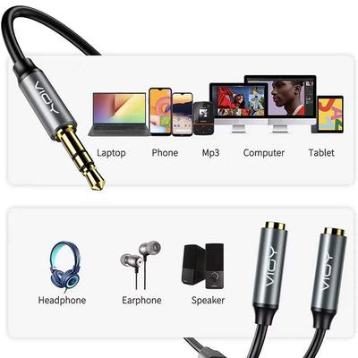 3.5mm Male To Dual Female Music Sharing Cable Splitter for Audio Devices