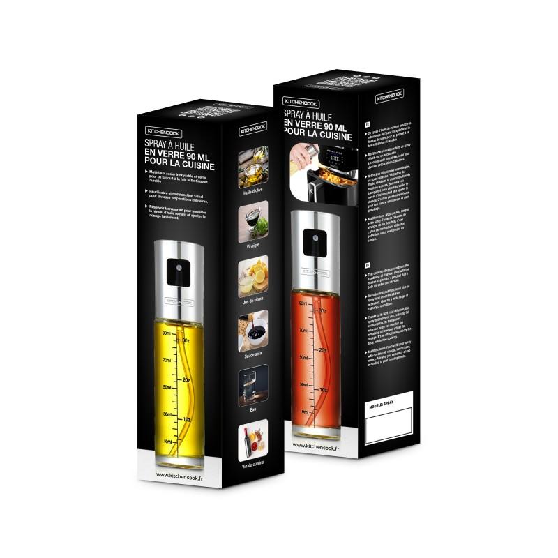 Spray90 - Spray à Huile 90 Ml - Verre Et Inox - Diffusion Fine - Réutilisable Multifonction