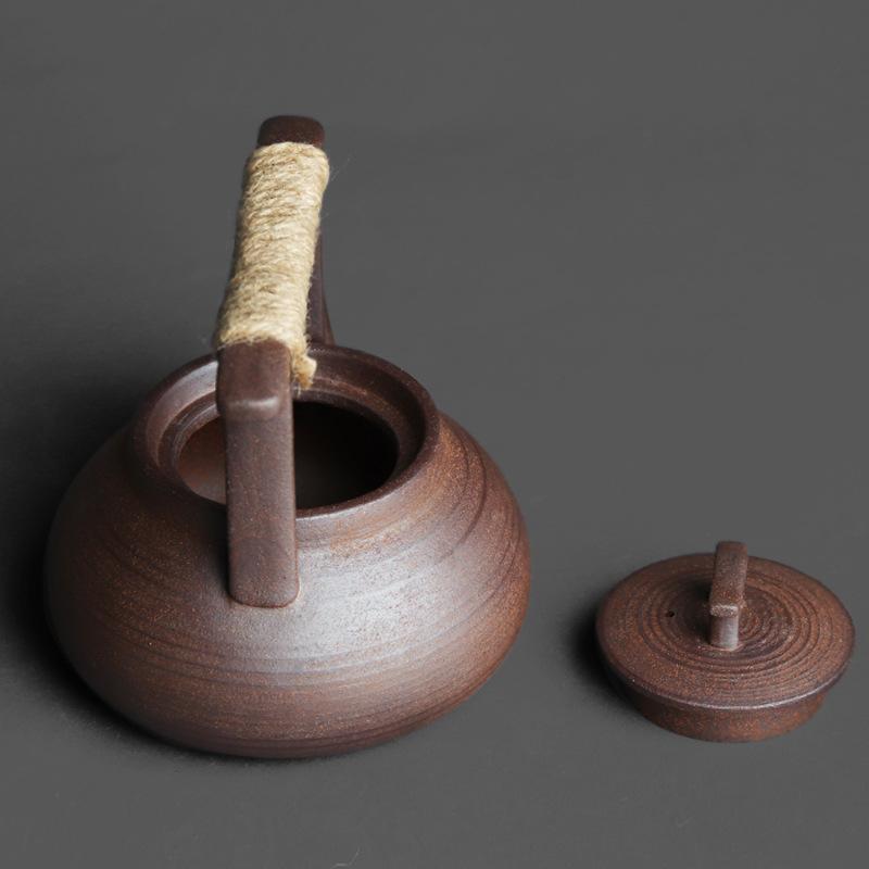 Teekanne im japanischen Stil, handgefertigt, Retro, grobe Keramik, Steinzeug, Kungfu-Teezeremonie, tragbarer Teekocher, Keramik-Teekanne, Teeset