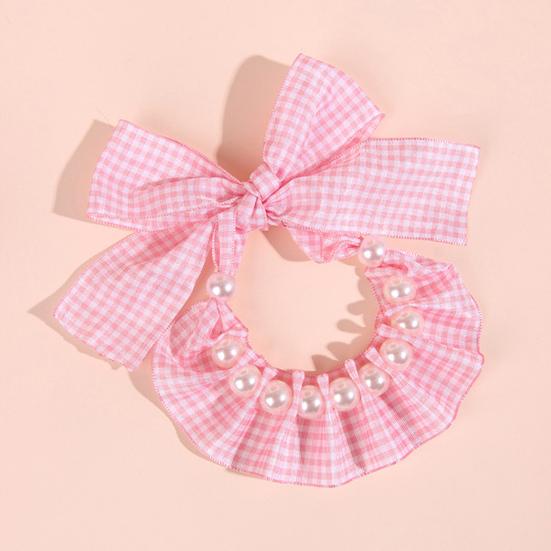 Convenient Pet Collar Faux Pearl Decoration Layout Props Adjustable Pet Bib