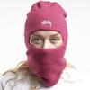 Used STUSSY Balaclava Knit Hat Pink Logo Embroidery