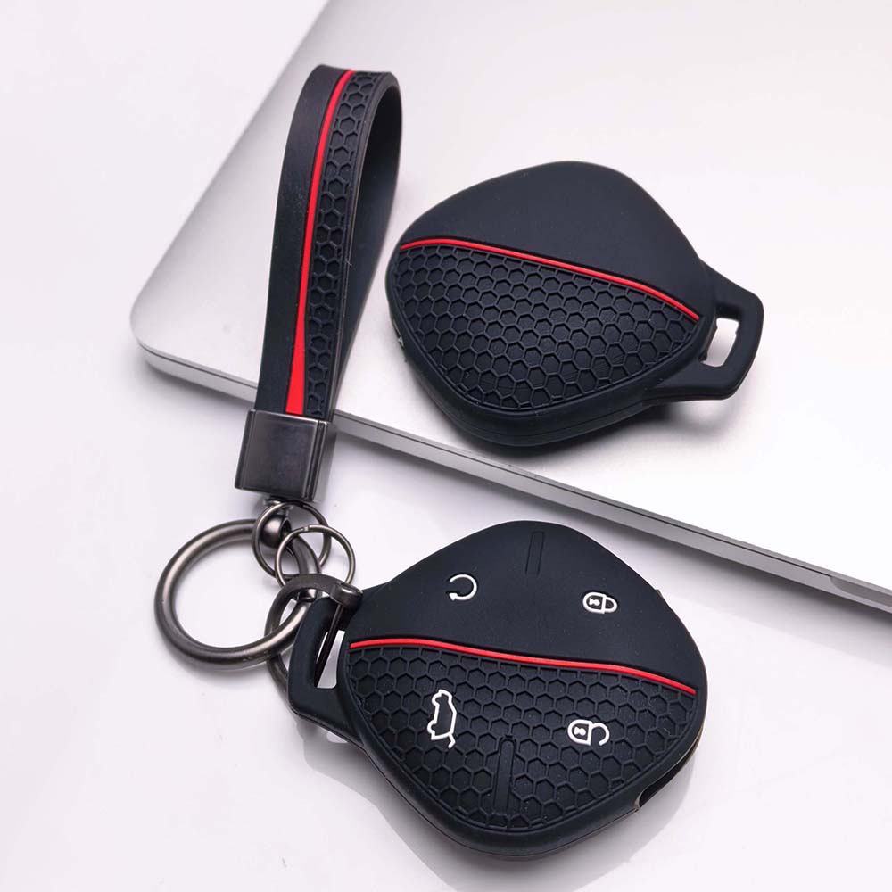 Key Fob Cover for Chery Omoda C5 E5 Jaecoo J7 Tiggo with Keychain Soft Silicone Protective Case Anti-Scratch Guard Shockproof Protection