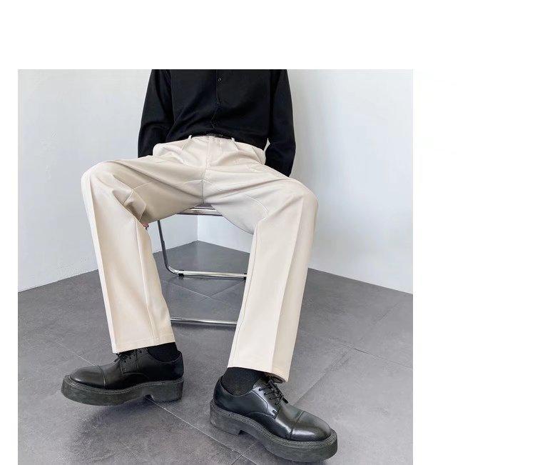 Spring & Autumn Men's Loose Korean White Wide-Leg Drape Trousers
