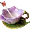 Creative Flower Ceramic Coffee Cup and Saucer Rose Purple Mug Exquisite Afternoon Tea Flower Tea Coffee Cup Embossed Milk Mug