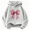 Warm Kids Hooded Pullover, Lovely Hand Drawn Pink Bow Ribbon Graphic Sweatshirt, Autumn Winter Casual Long Sleeve Top for Children Daily Wear
