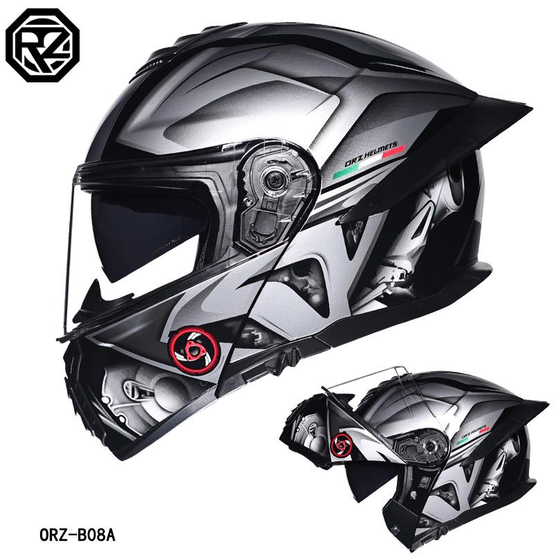 Orz-B08A-Motorcycle helmet, men's and women's four season open face helmet, double mirror knight semi full face helmet