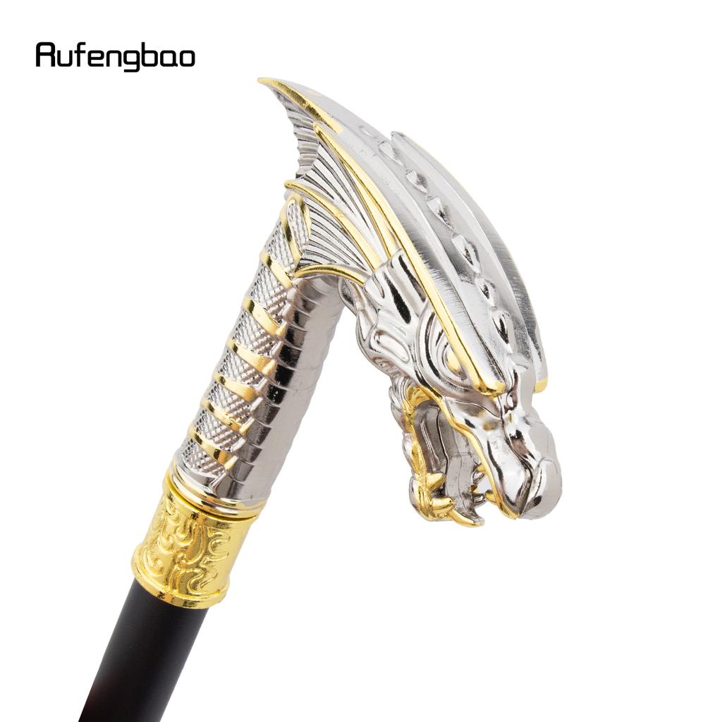 Golden White Dragon Head Fashion Walking Stick Decorative Stick Cospaly Vintage Party Fashionable Walking Cane Crosier 94cm