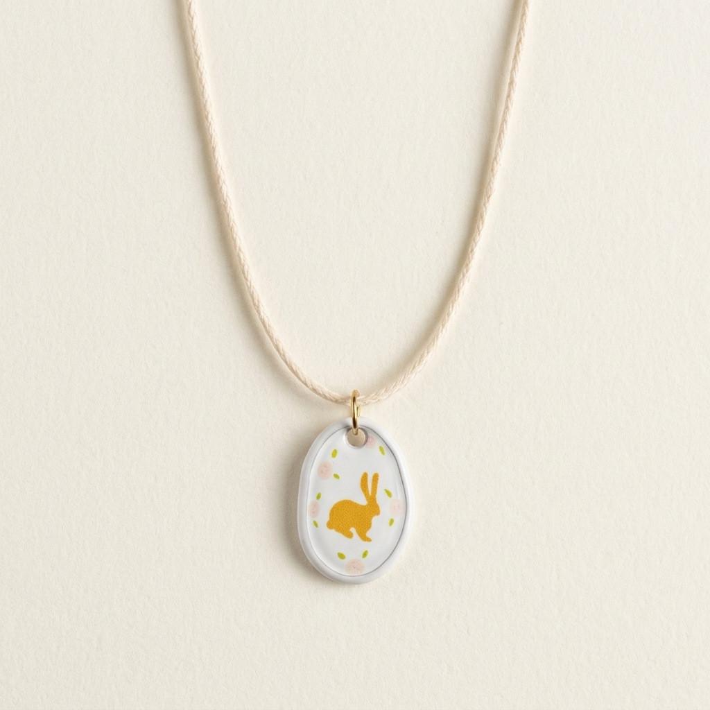 Roestvrijstalen Konijn Hanger Ketting Met Bloemenprints Voor Casual Vrouwen Zomer