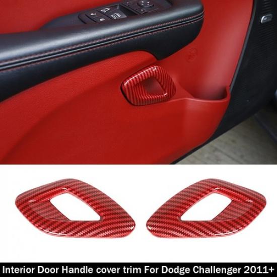 Roter Carbon Türgriff Rahmen Abdeckung Zierleisten Dekor Blenden Für Dodge Challenger 2011+