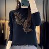 Fall Winter Crystal Mock Neck Knit Base Layer Women Sweater Inner Wear Pullover