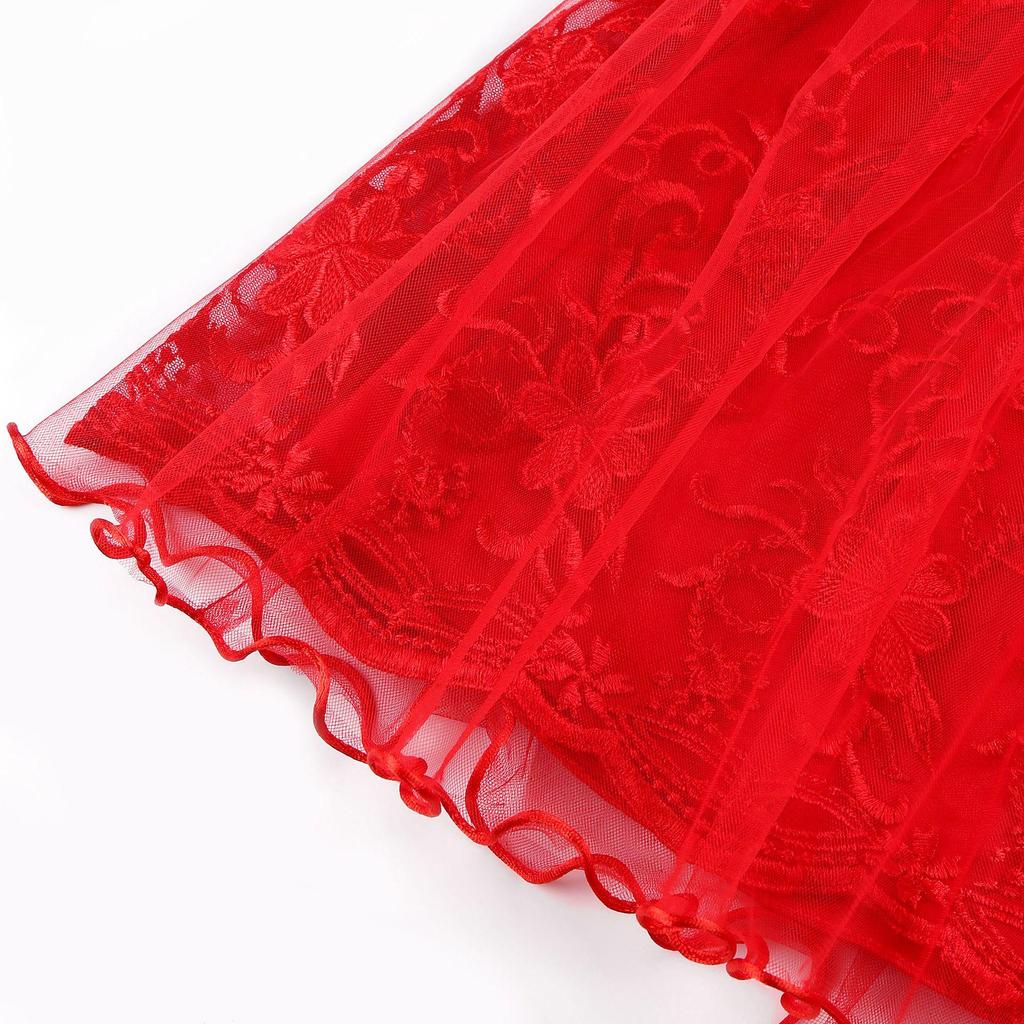 Abito Formale da Matrimonio e Festa per Bambina con Fiocco di Paillettes per Esibizione del 1 Giugno